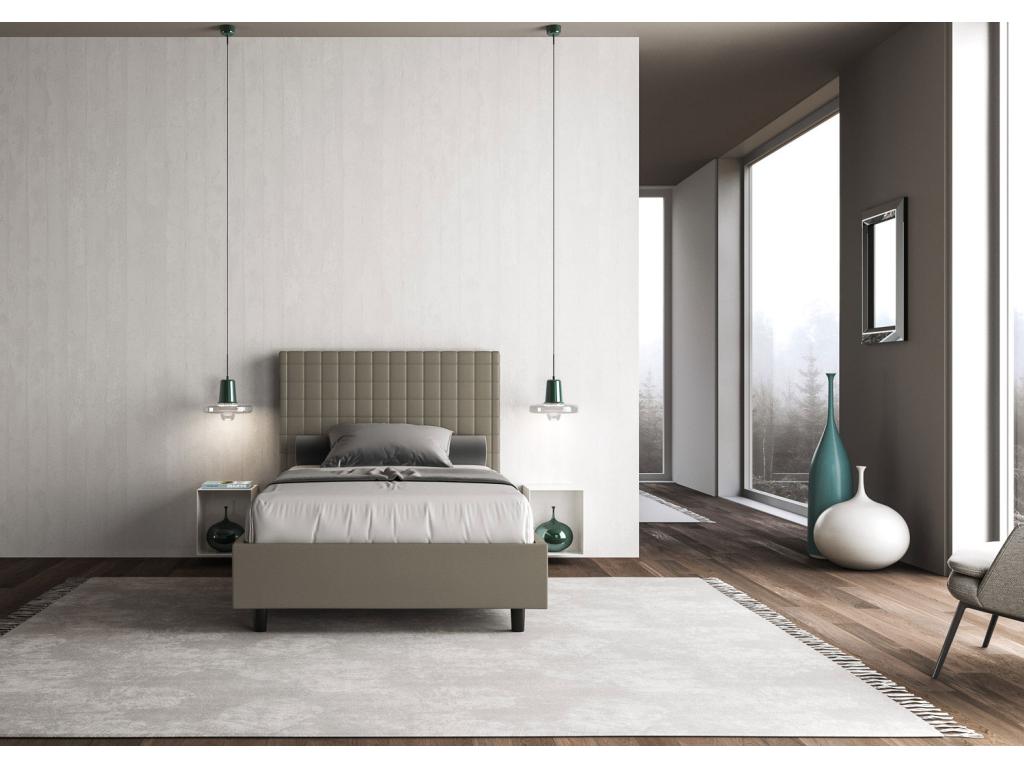 Brown Faux Leather Bed Frame, 140 x 210 cm