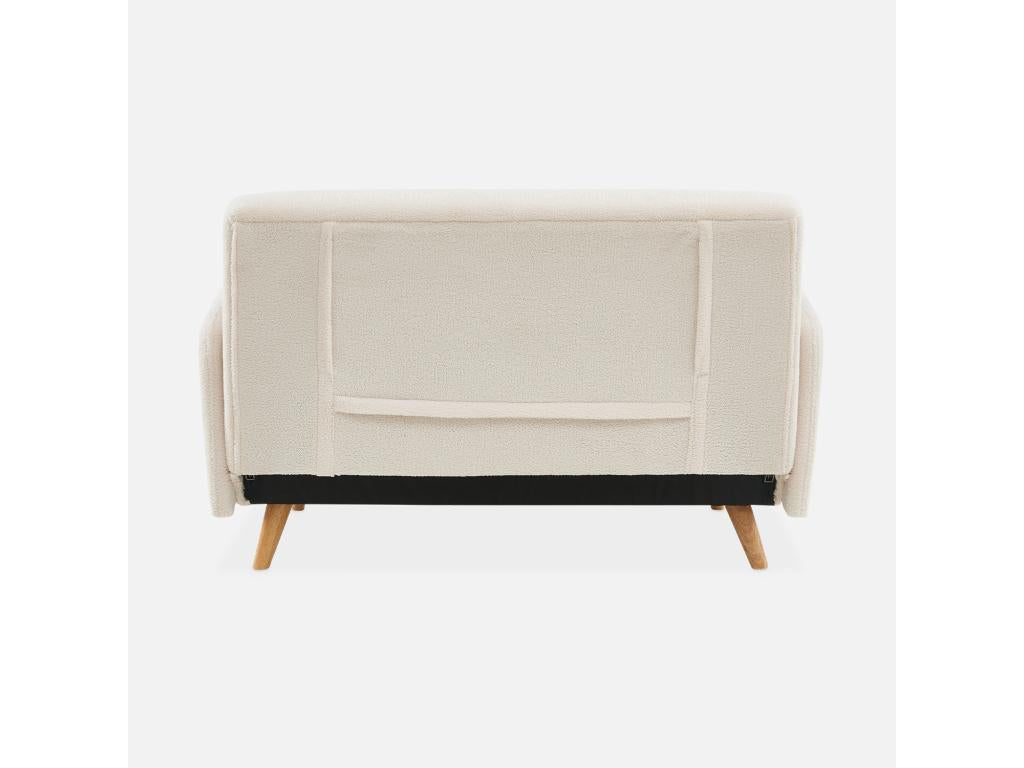 White Boucle Fabric Sofa Bed