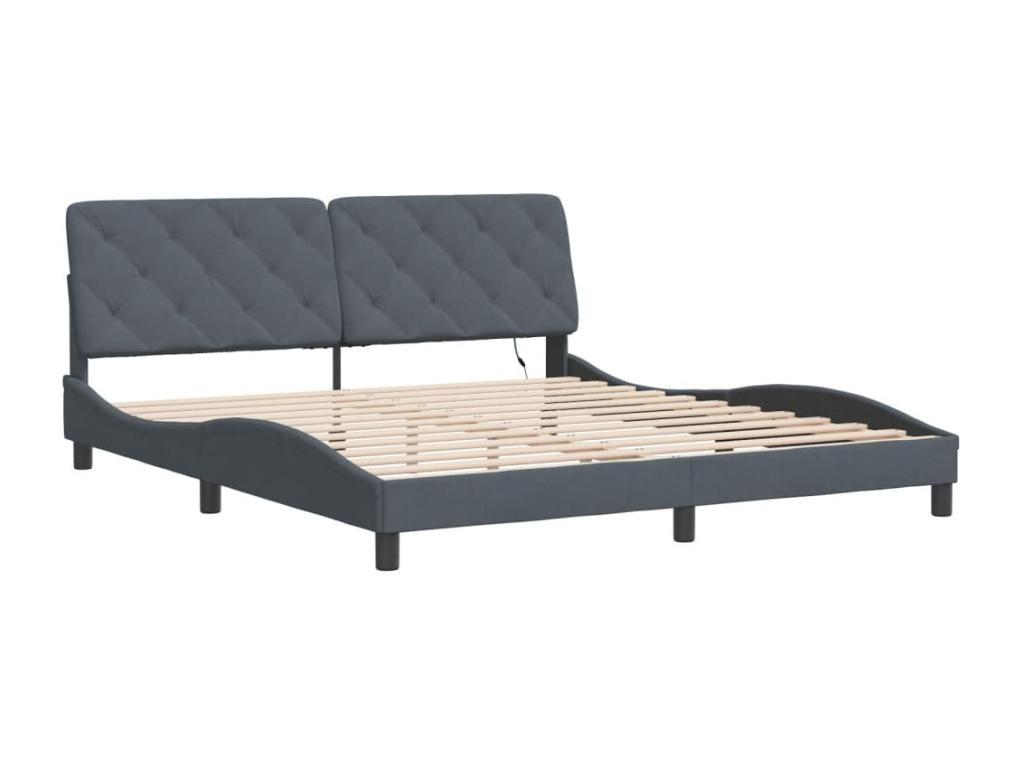 Gray Velvet Bed Frame, 180 x 200 cm
