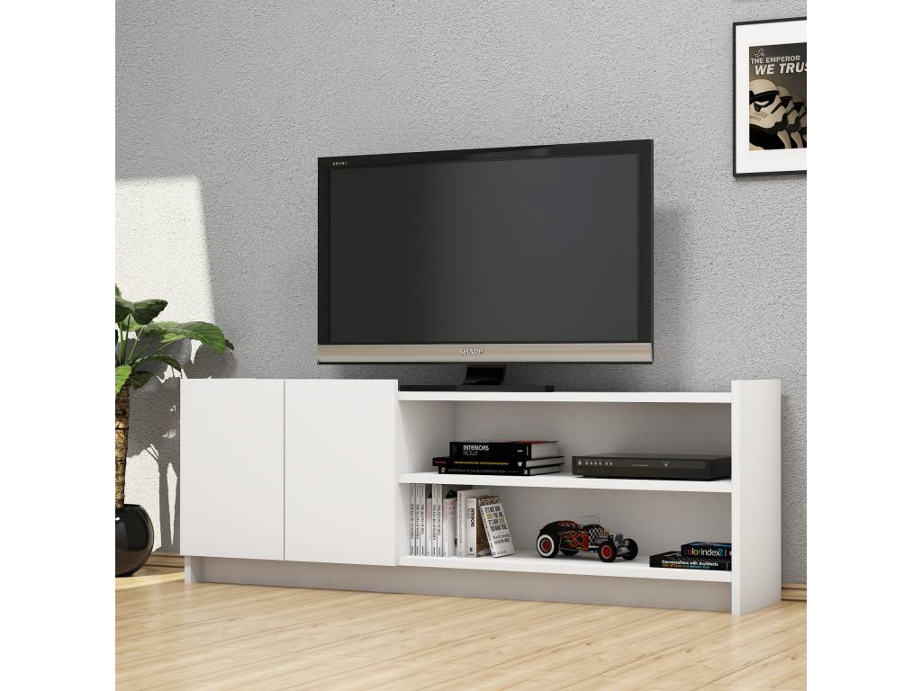 White TV Stand, 141 x 50 x 29.5 cm