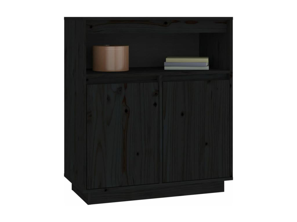 Black Solid Wood Sideboard, 70 x 34 x 80 cm