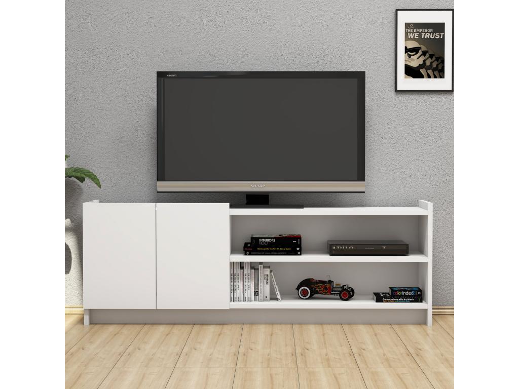White TV Stand, 141 x 50 x 29.5 cm