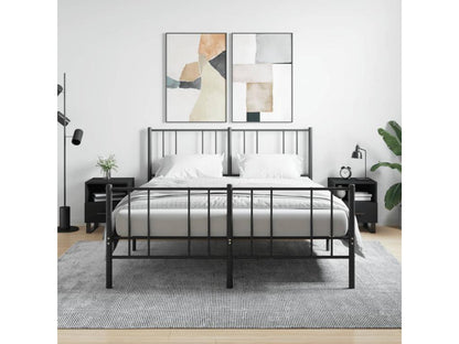 Black Engineered Wood Nightstand, 40 x 35 x 47.5 cm