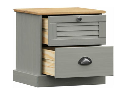 Gray Pine Wood Nightstand, 42 x 35 x 40 cm