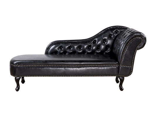 Black Leather Chaise Lounge