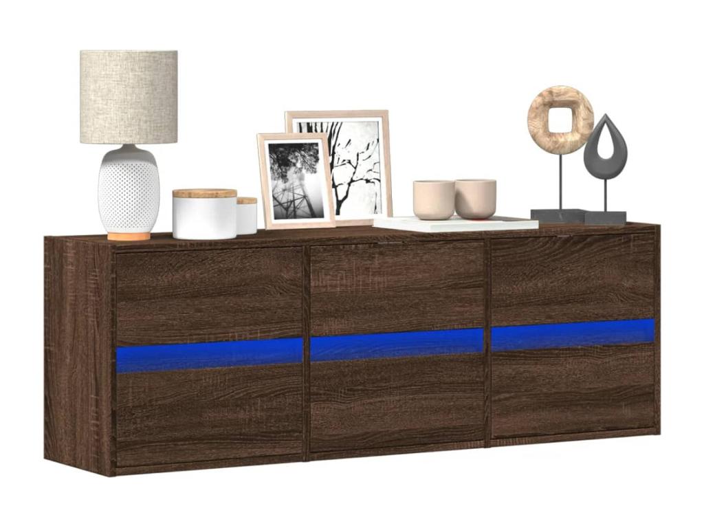 Brown Oak Wood TV Stand, 130 x 31 x 45 cm