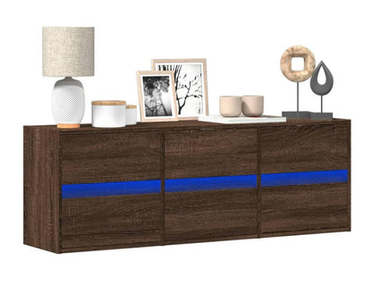 Brown Oak Wood TV Stand, 130 x 31 x 45 cm