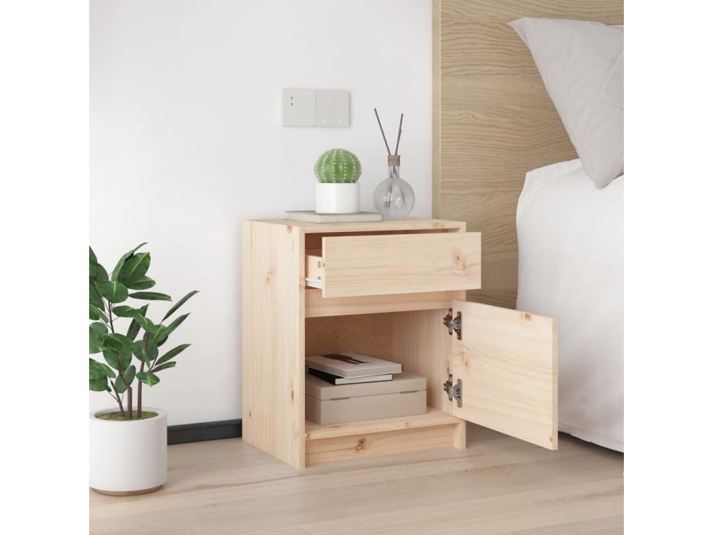 Brown Pine Wood Nightstand, 40 x 31 x 50 cm