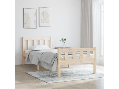 Brown Solid Wood Bed Frame, 75 x 190 cm