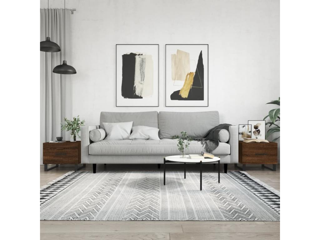 Brown Engineered Wood Table, 50 x 50 x 40 cm