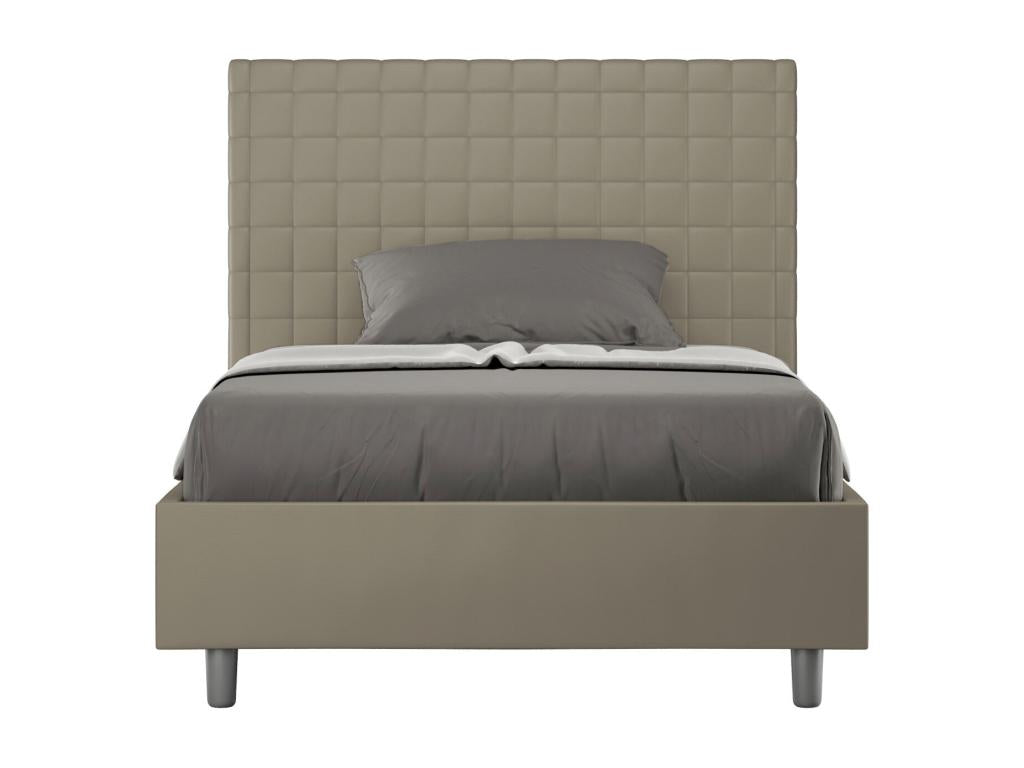 Brown Faux Leather Bed Frame, 140 x 200 cm