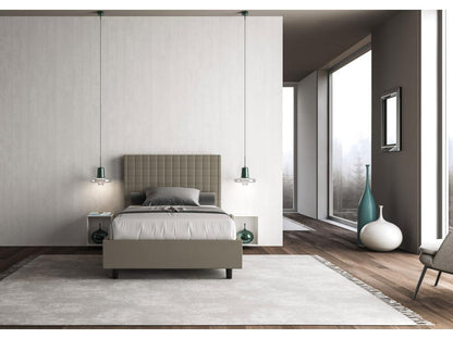 Brown Faux Leather Bed Frame, 140 x 210 cm