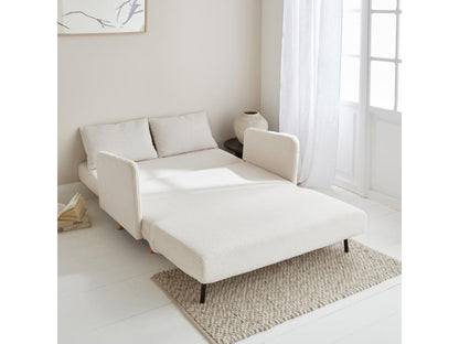White Boucle Fabric Sofa Bed