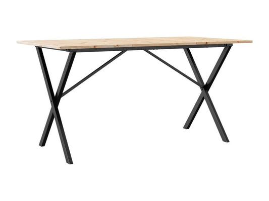 Brown Pine Wood Dining Table, 140 x 80 x 75 cm
