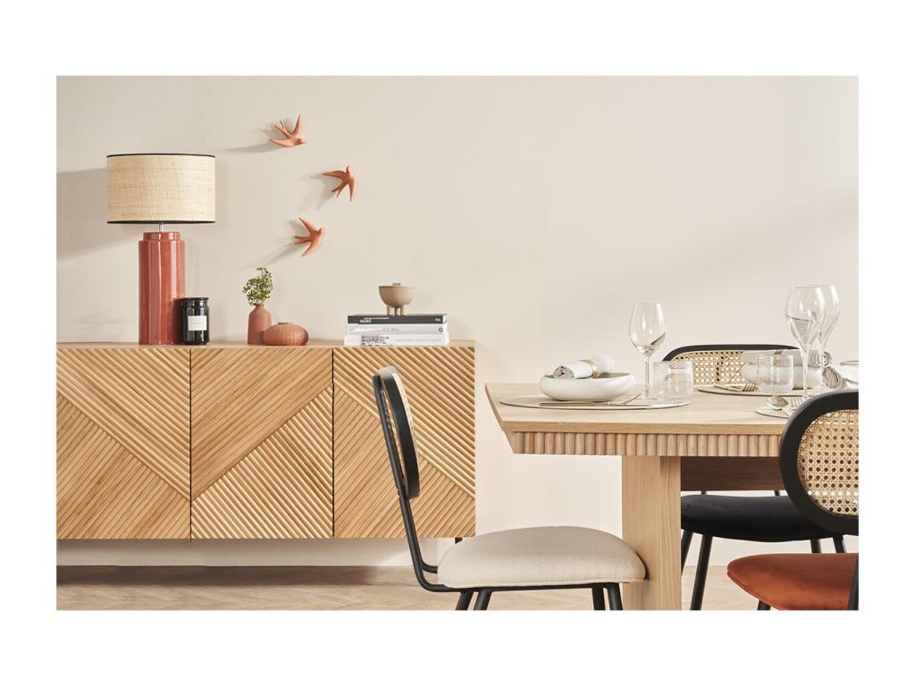 Beige Oak Wood Sideboard