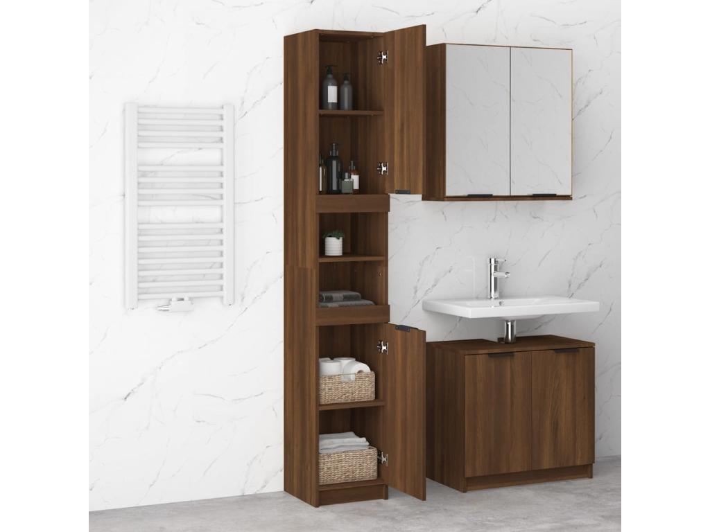 Brown Engineered Wood Wardrobe, 32 x 34 x 188.5 cm