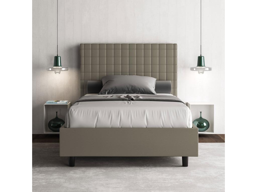 Brown Faux Leather Bed Frame, 140 x 210 cm