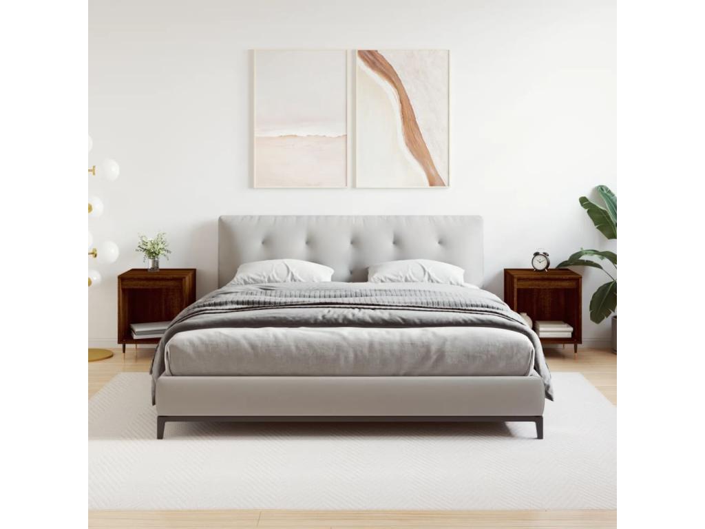 Brown Oak Wood Nightstand, 40 x 35 x 50 cm