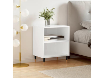 White Engineered Wood Nightstand, 40 x 30 x 50 cm