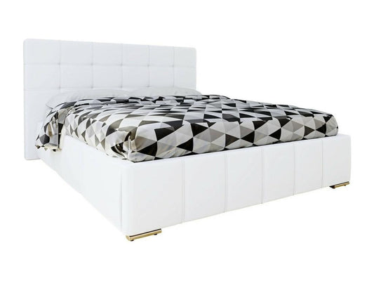 White Leather Bed Frame, 178 x 216 x 105 cm