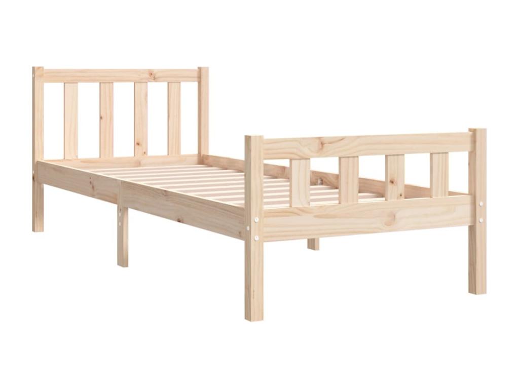 Brown Solid Wood Bed Frame, 75 x 190 cm