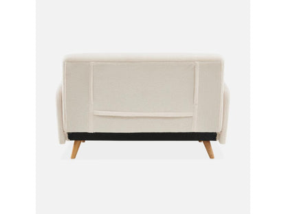 White Boucle Fabric Sofa Bed