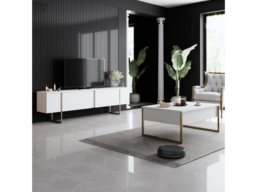 White Metal Coffee Table, 60 x 90 cm