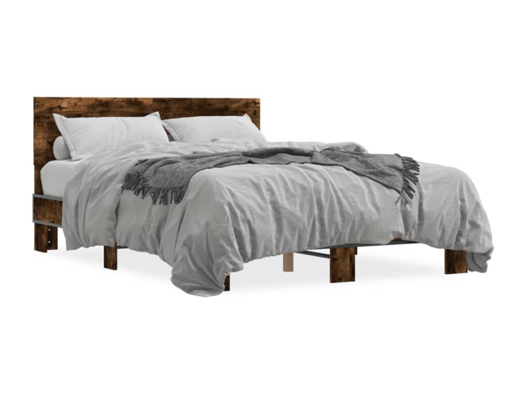 Brown Engineered Wood Bed Frame, 140 x 190 cm