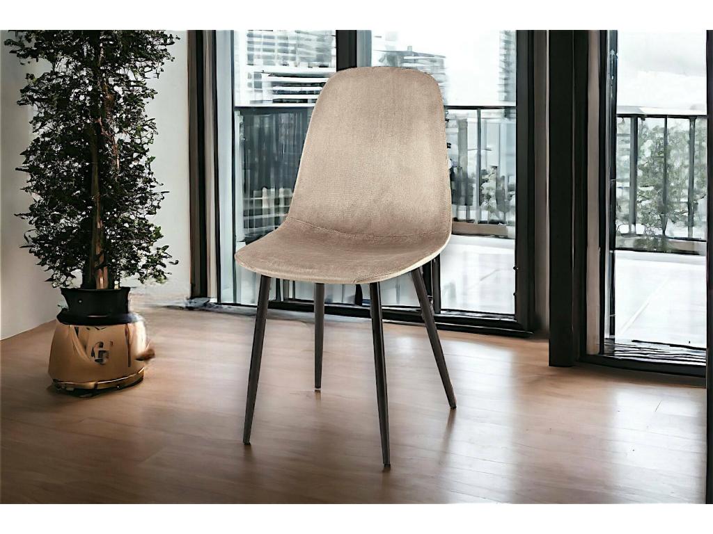 Beige Velvet Accent Chair, 45 x 56 cm