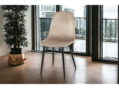 Beige Velvet Accent Chair, 45 x 56 cm