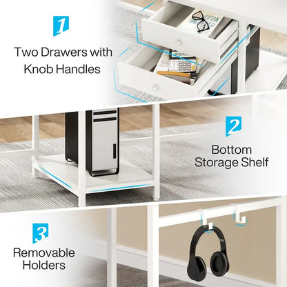 Extra Long Two Person Desk,Industrial Workstation for Home Office78 Double Computer Desk with Drawers and Storage Shelves