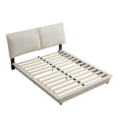 Upholstered Platform Bed with Sensor Light and Ergonomic Design Backrests