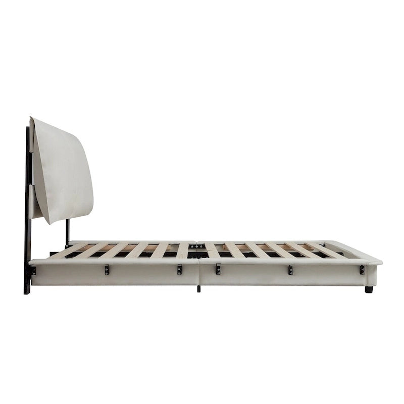Upholstered Platform Bed with Sensor Light and Ergonomic Design Backrests