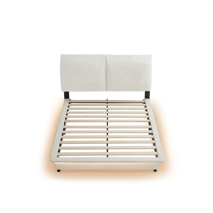 Upholstered Platform Bed with Sensor Light and Ergonomic Design Backrests