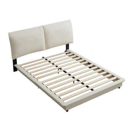 Upholstered Platform Bed with Sensor Light and Ergonomic Design Backrests