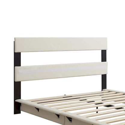 Upholstered Platform Bed with Sensor Light and Ergonomic Design Backrests