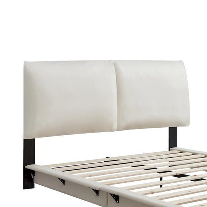 Upholstered Platform Bed with Sensor Light and Ergonomic Design Backrests