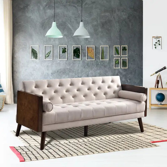 70 inch Futon Sofa Bed, Convertible 2 in 1 Love Seat Sleeper Sofa with 2 Throw Pillows