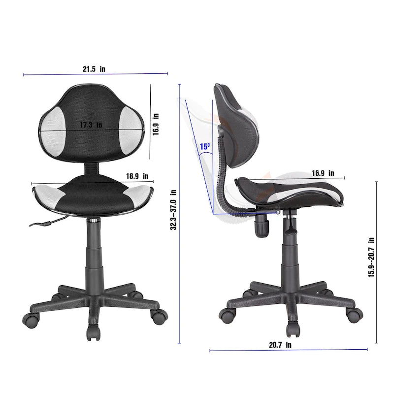 JJS Ergonomic Mesh Office Chair Adjustable Lumbar Support Computer Desk Chair