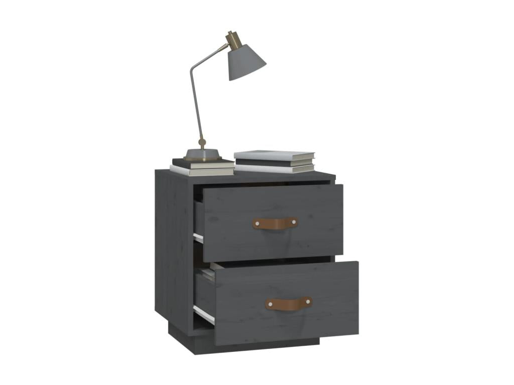Gray Pine Wood Nightstand, 40 x 34 x 45 cm