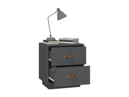 Gray Pine Wood Nightstand, 40 x 34 x 45 cm