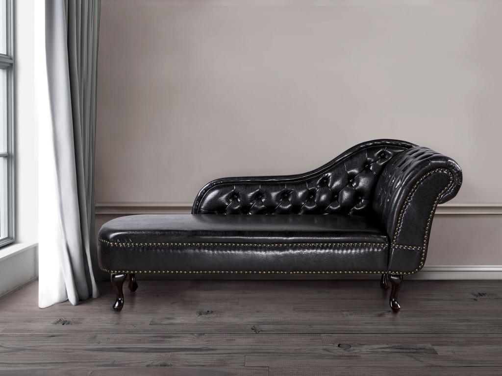 Black Leather Chaise Lounge