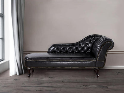 Black Leather Chaise Lounge