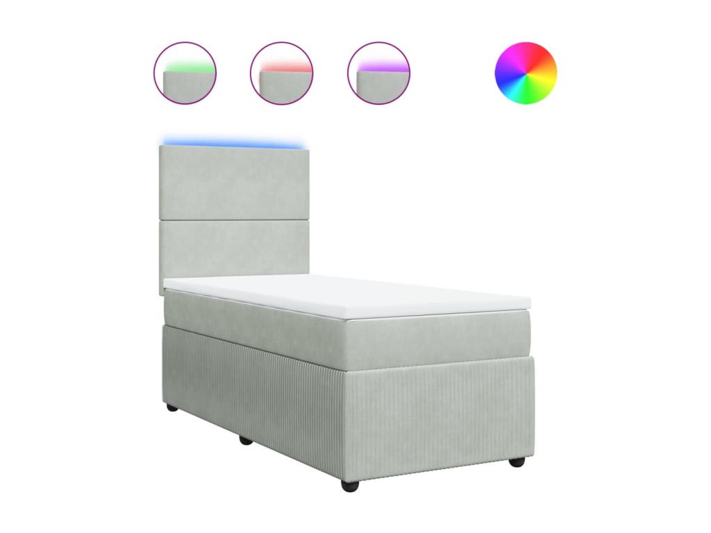 Gray Velvet Mattress, 90 x 200 cm