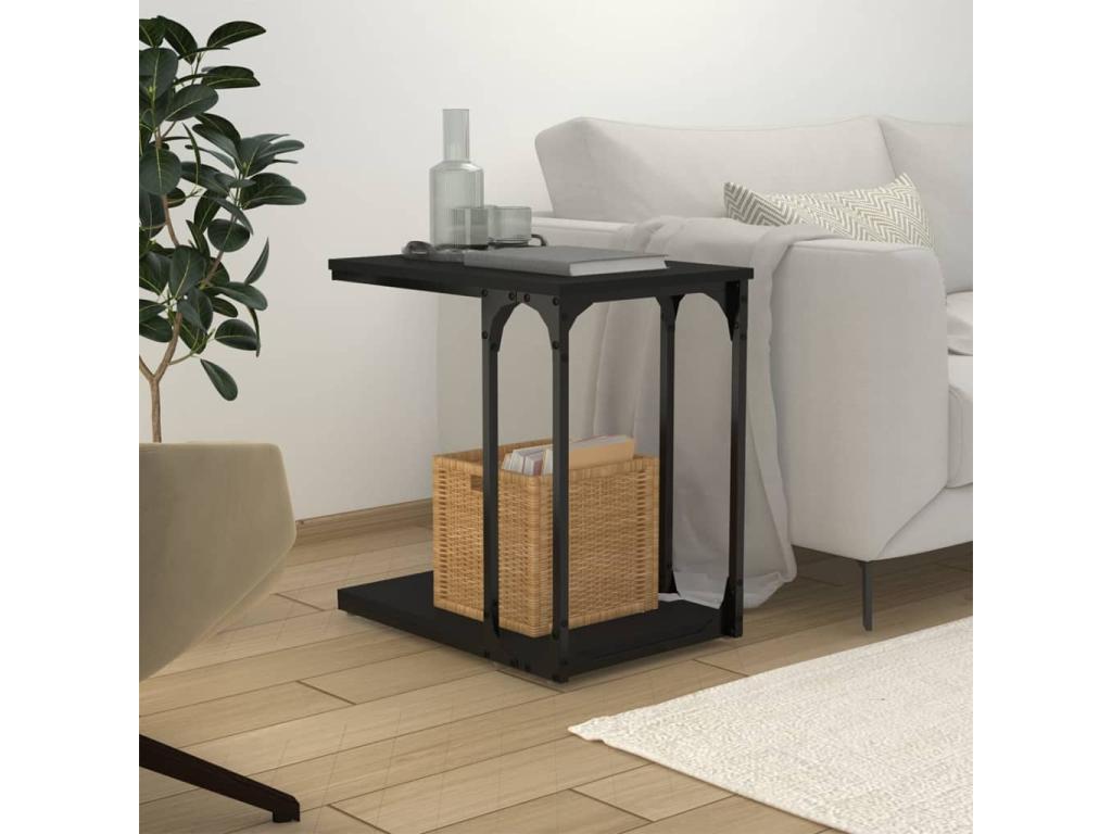 Black Engineered Wood Side Table, 50 x 35 x 52 cm