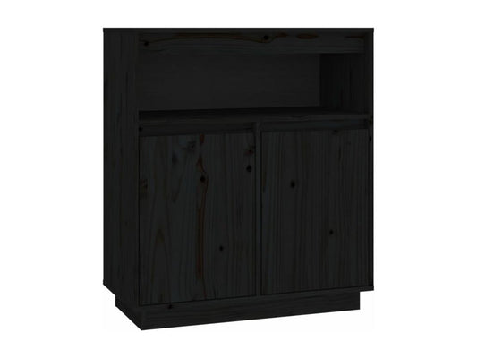 Black Solid Wood Sideboard, 70 x 34 x 80 cm
