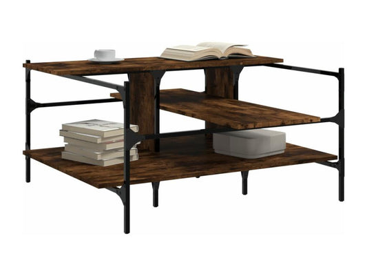 Brown Engineered Wood Coffee Table, 100 x 100 x 48.5 cm