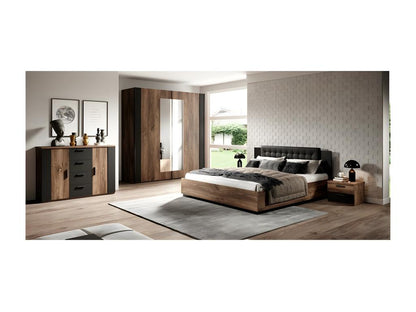 Black Oak Wood Bed Frame, 180 x 200 cm