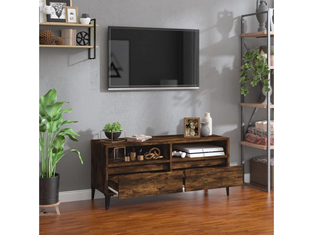 Brown Engineered Wood TV Stand, 100 x 34.5 x 44.5 cm