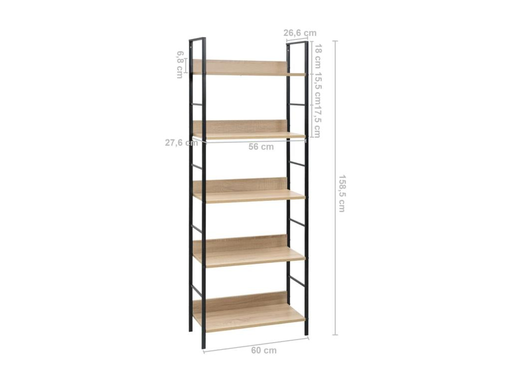 Brown Oak Wood Bookcase, 60 x 27.6 x 158.5 cm